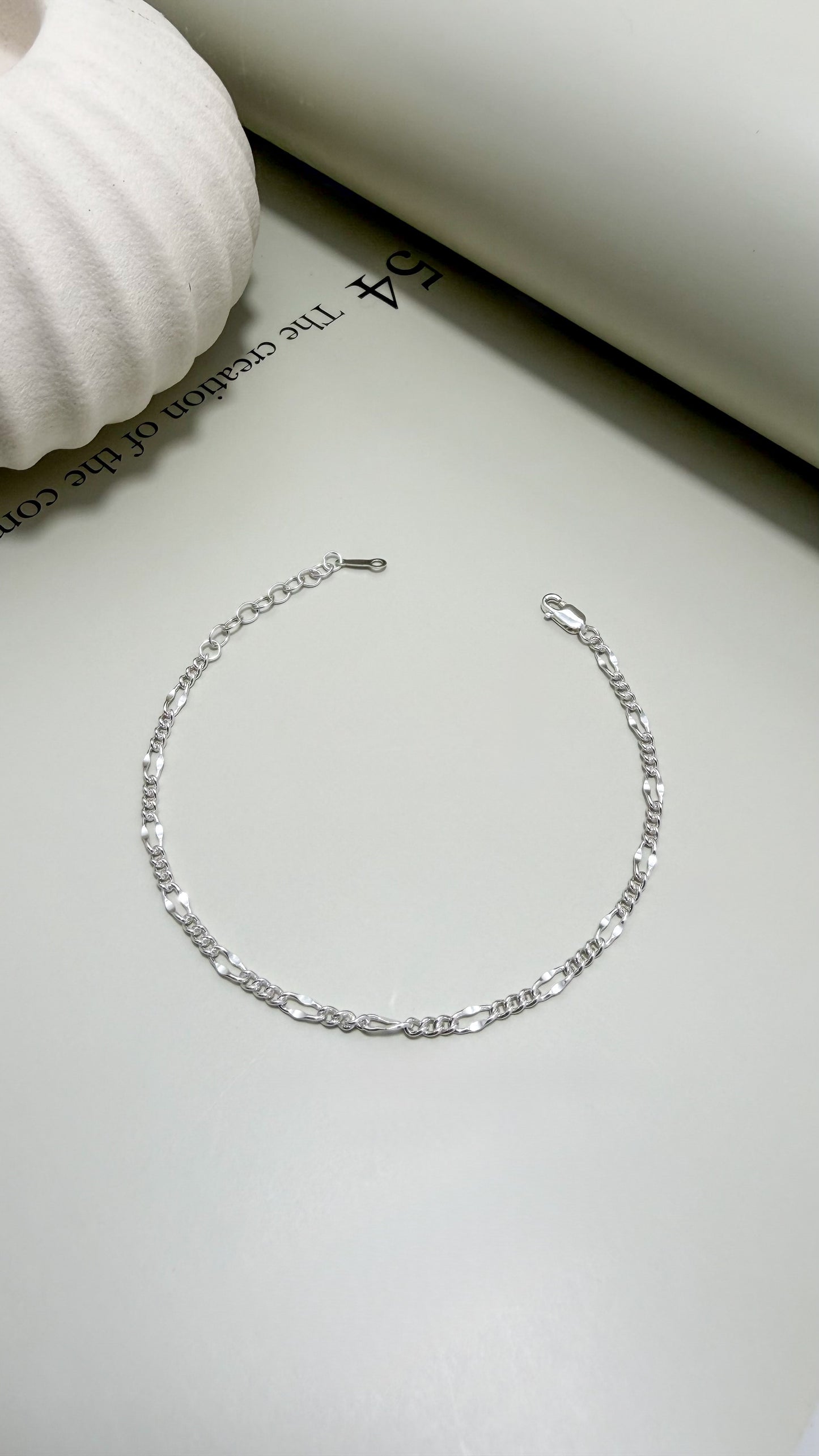 Velani Jewelry Dapped Figaro Bracelet – Sterling Silver