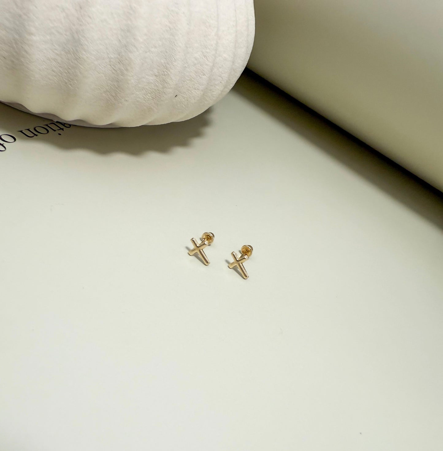 Velani Jewelry Plain Dainty Cross Stud Earrings - 14K Gold