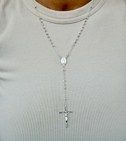 Velani Jewelry Rosary Necklace - Sterling Silver