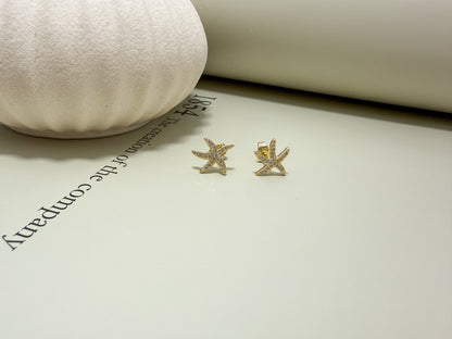 Velani Jewelry Starfish Stud Earrings with Cubic Zirconia