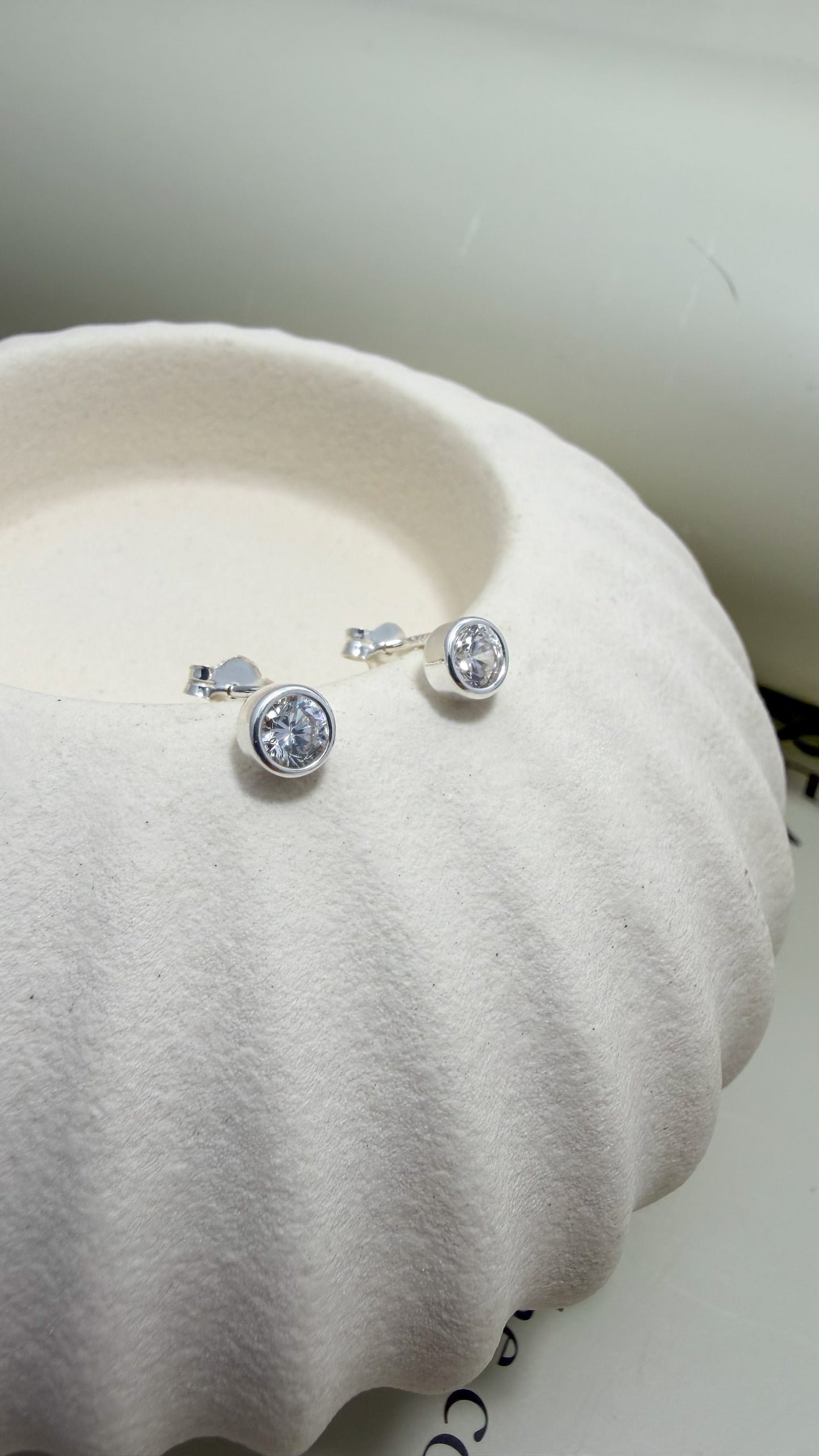 Velani Jewelry Diamond Bezel Studs - Sterling Silver