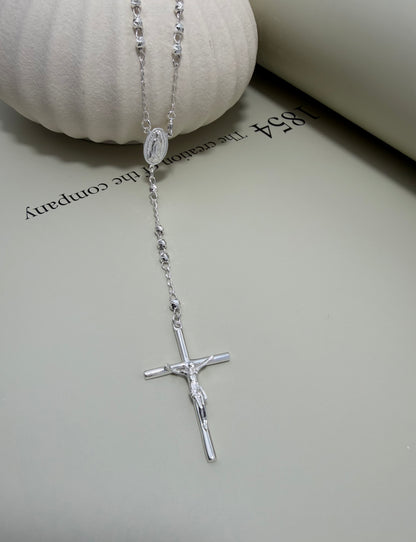 Velani Jewelry Rosary Necklace - Sterling Silver
