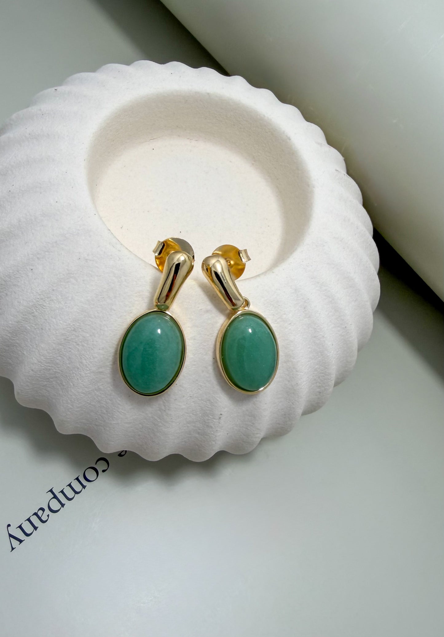 Green Quartz Oval Drop Dangling Earrings – Velani Jewelry