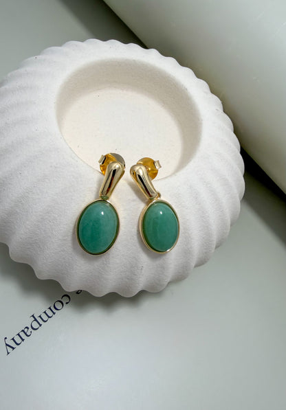 Green Quartz Oval Drop Dangling Earrings – Velani Jewelry