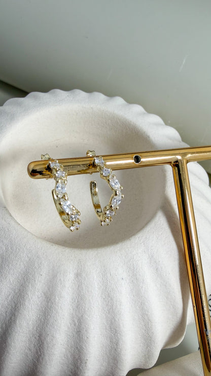 Curva Marquise Half Hoop Earrings - Velani Jewelry