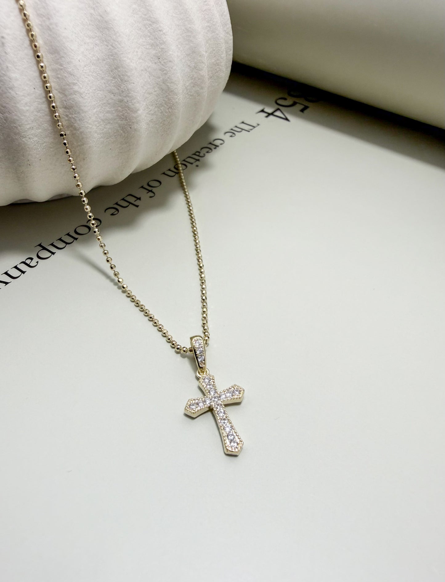 Velani Jewelry Beaded Pavé Cross Necklace