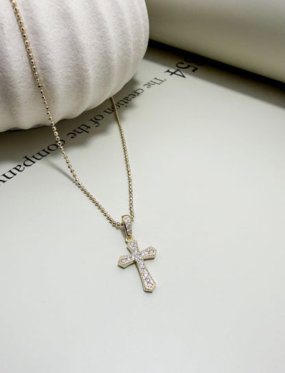 Velani Jewelry Beaded Pavé Cross Necklace