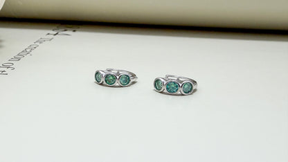 Verde Trio Moissanite Huggies Sterling Silver - Velani Jewelry