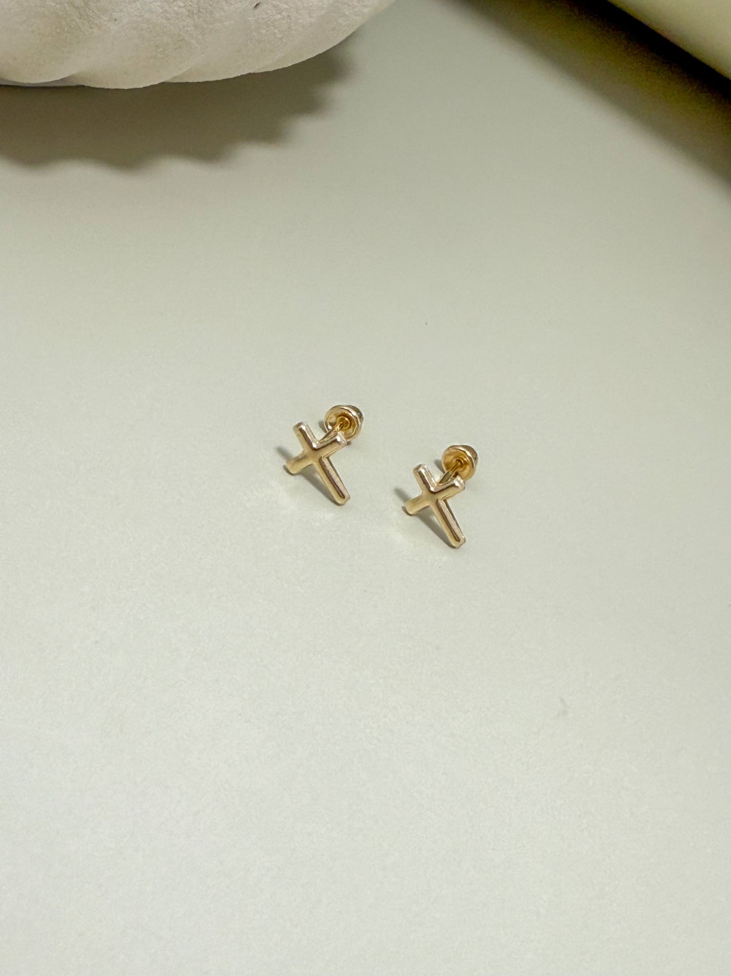 Velani Jewelry Plain Dainty Cross Stud Earrings - 14K Gold