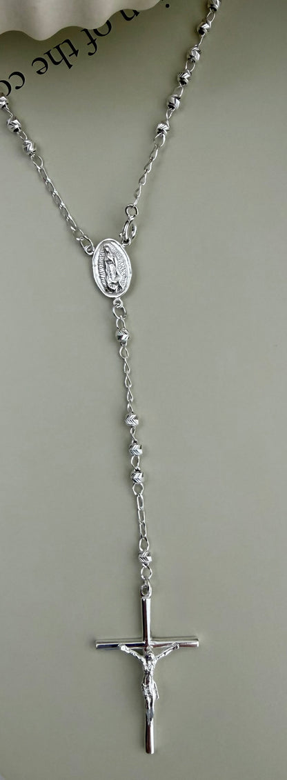 Velani Jewelry Rosary Necklace - Sterling Silver