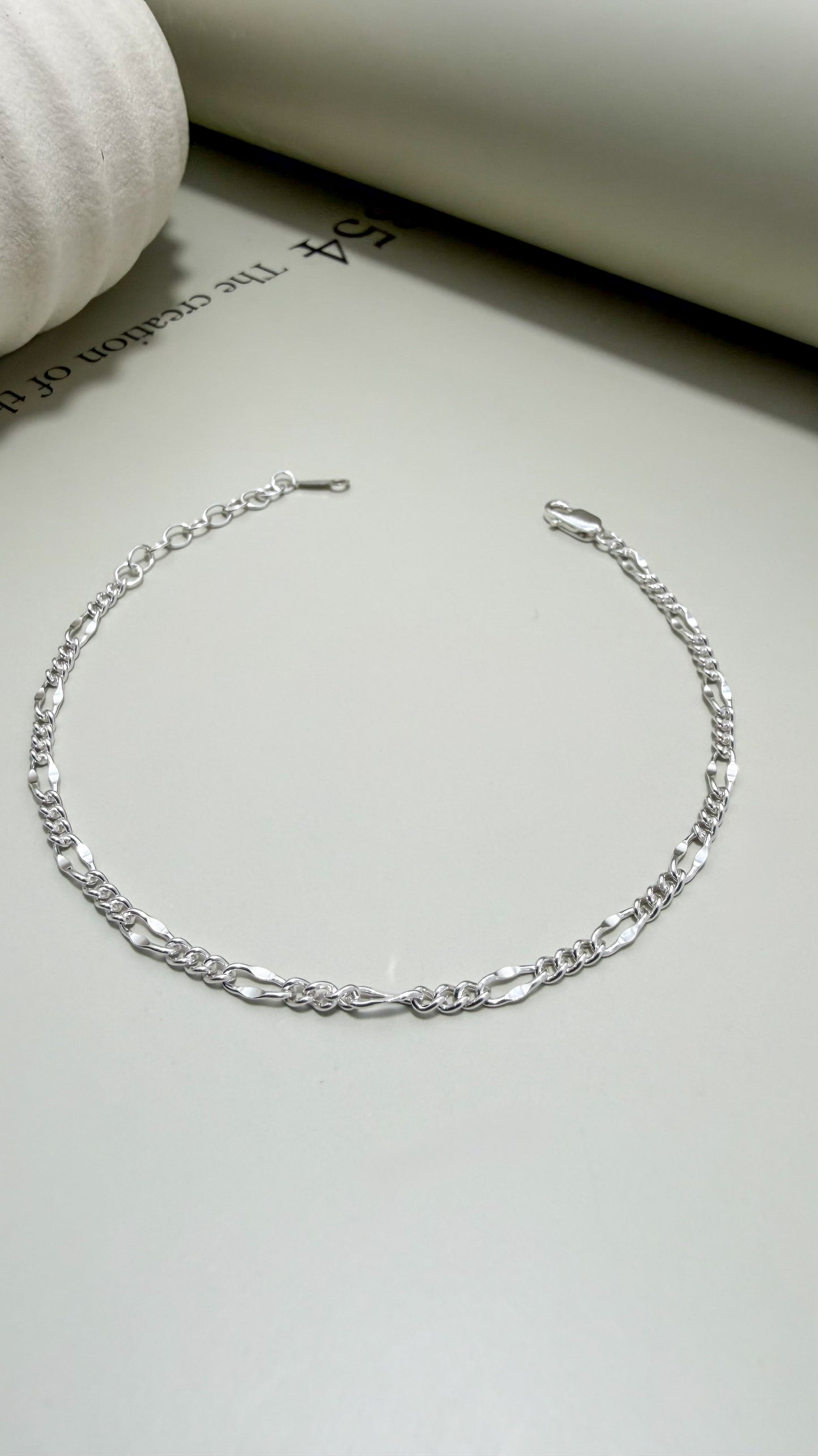 Velani Jewelry Dapped Figaro Bracelet – Sterling Silver