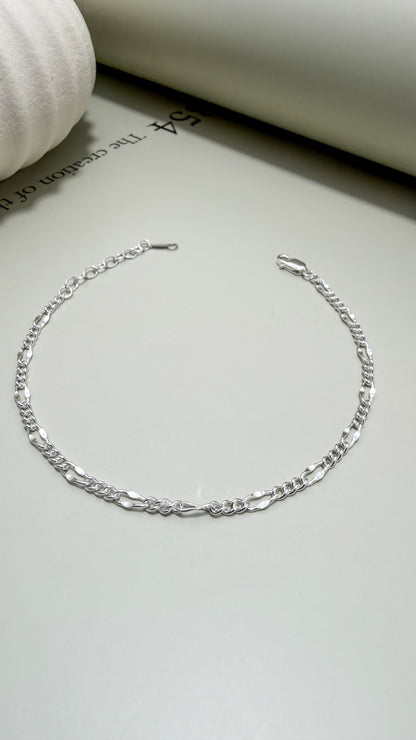 Velani Jewelry Dapped Figaro Bracelet – Sterling Silver