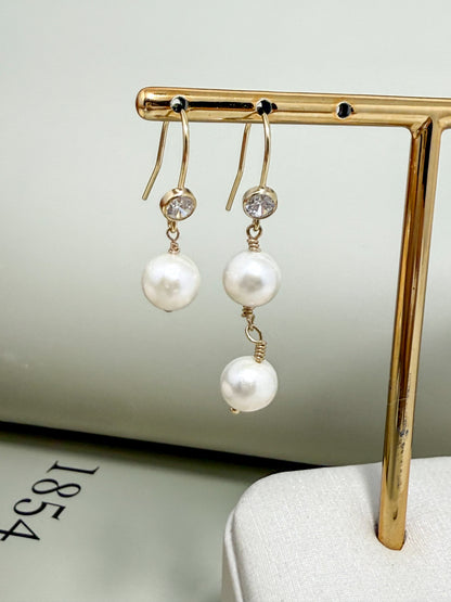 Velani Jewelry Bezel & Pearl Drop Earrings