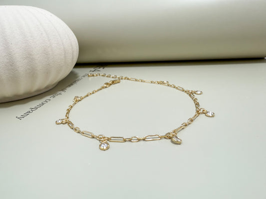 Velani Jewelry Dainty Bezel Charm Anklet