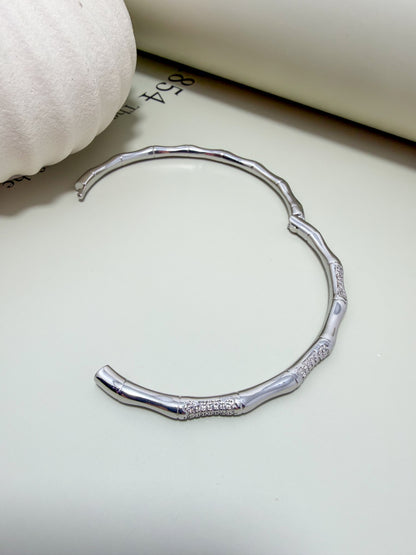 Velani Jewelry Bamboo Bangle Bracelet with CZ