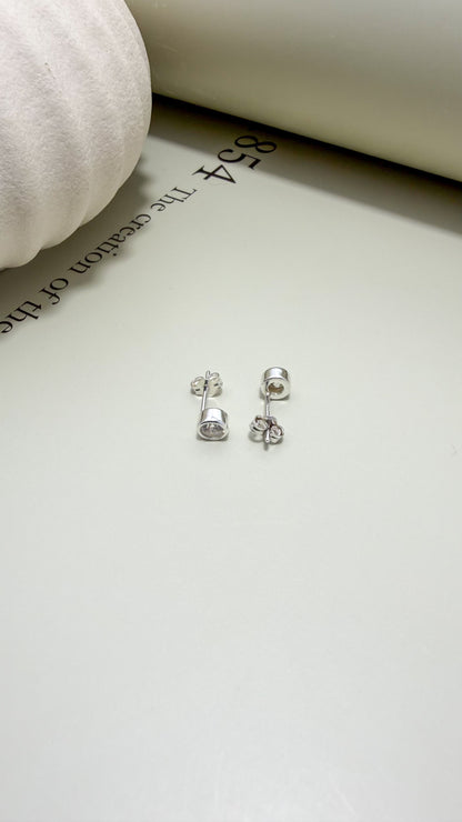 Velani Jewelry Diamond Bezel Studs - Sterling Silver