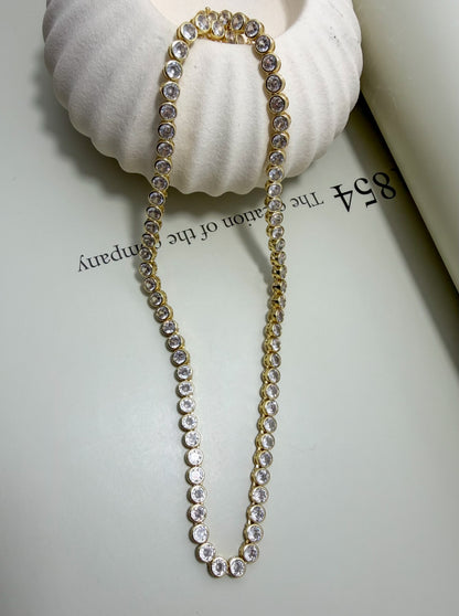 Round Bezel CZ Tennis Necklace - Velani Jewelry