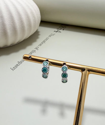 Verde Trio Moissanite Huggies Sterling Silver - Velani Jewelry