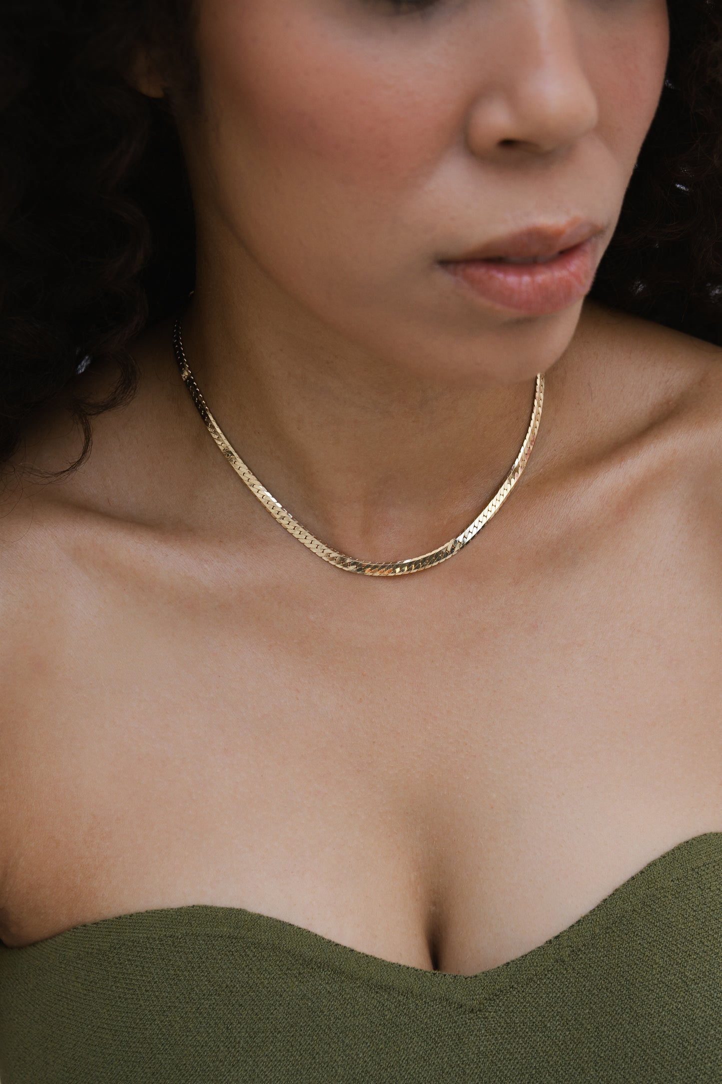 Diamond Cut Herringbone Choker Necklace – Velani Jewelry