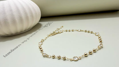 Beaded CZ Station Anklet - Velani Jewelry