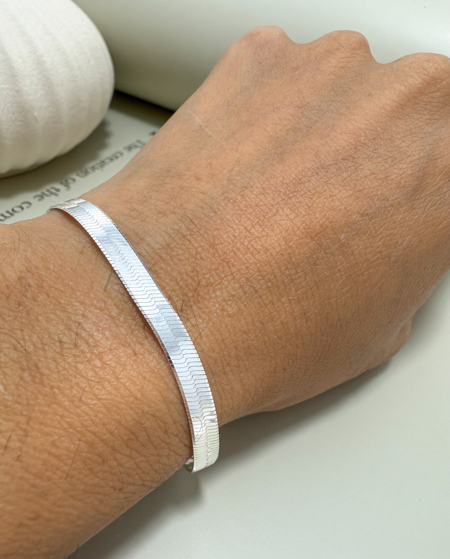 Velani Jewelry 4mm Herringbone Bracelet - Sterling Silver