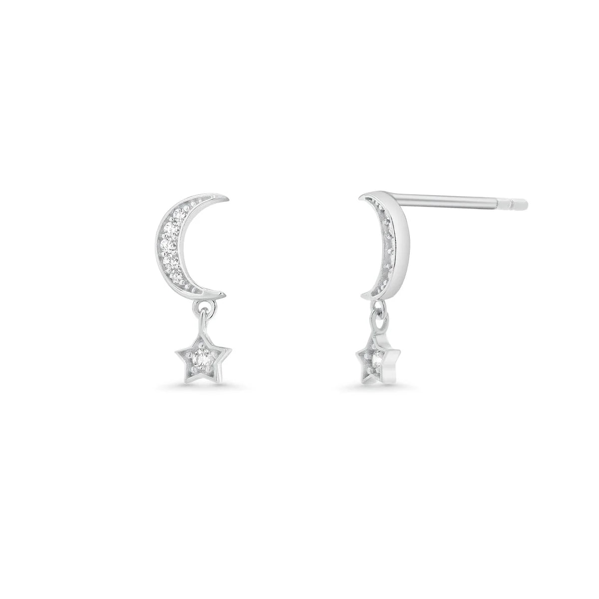 Celestial Moissanite Drop Studs Sterling Silver - Velani Jewelry