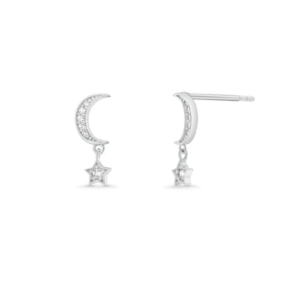 Celestial Moissanite Drop Studs Sterling Silver - Velani Jewelry