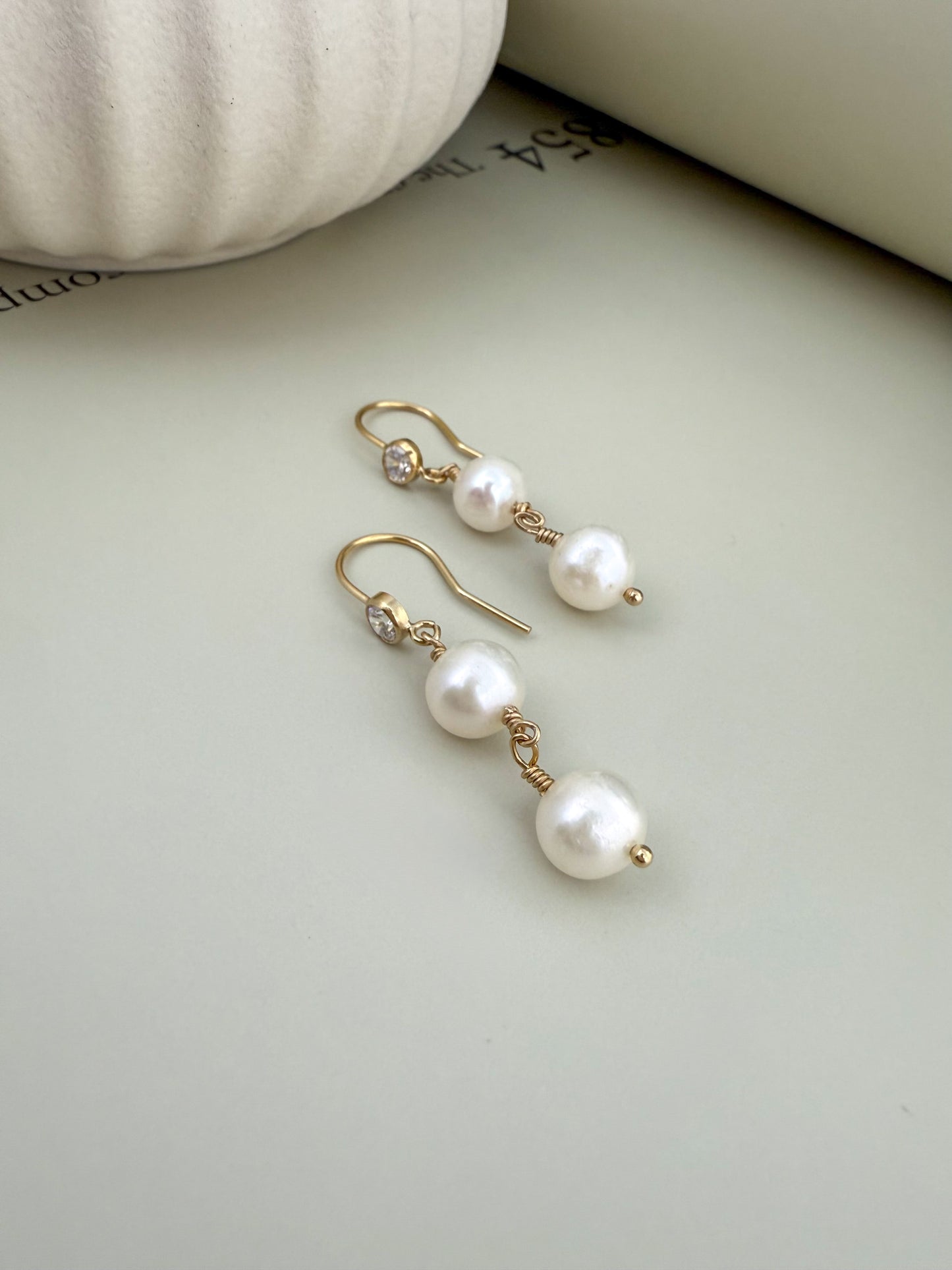 Velani Jewelry Bezel & Pearl Drop Earrings