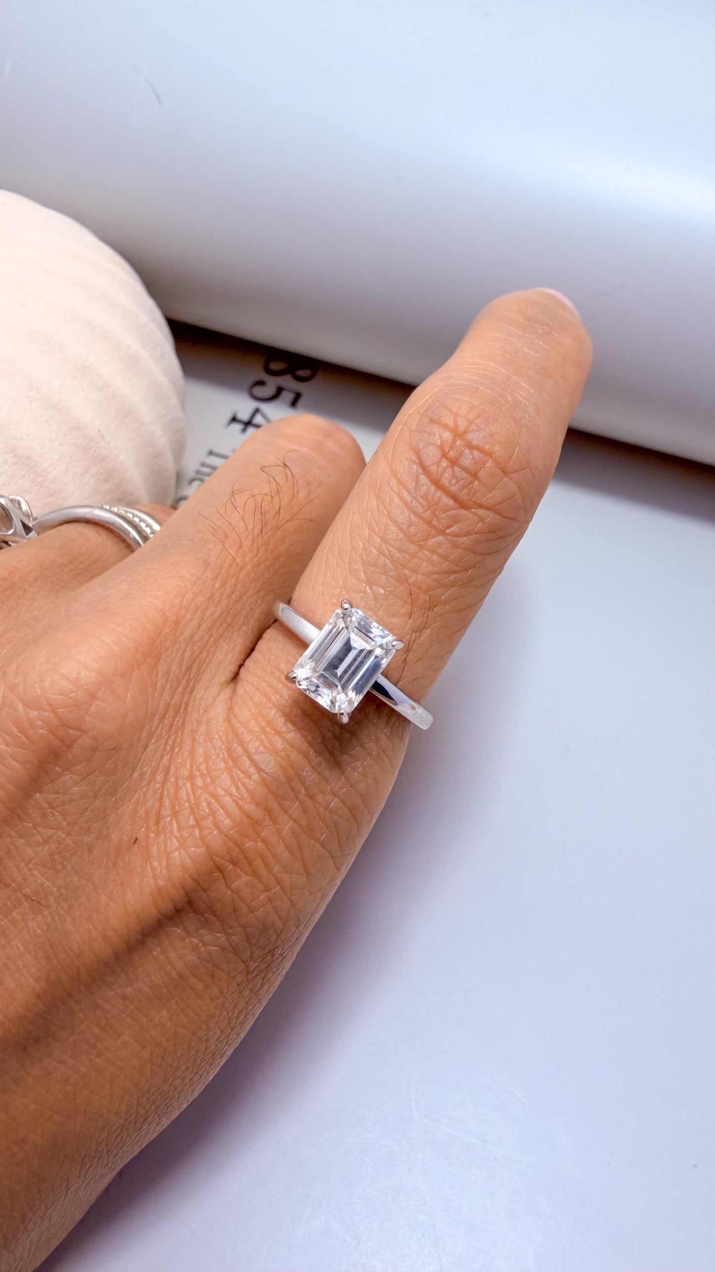 Velani Jewelry Emerald Cut Moissanite Ring - Sterling Silver