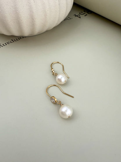 Velani Jewelry Bezel & Pearl Drop Earrings
