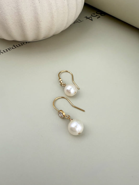 Velani Jewelry Bezel & Pearl Drop Earrings