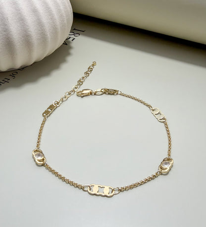 Interlocking Link Bezel CZ Anklet – Velani Jewelry
