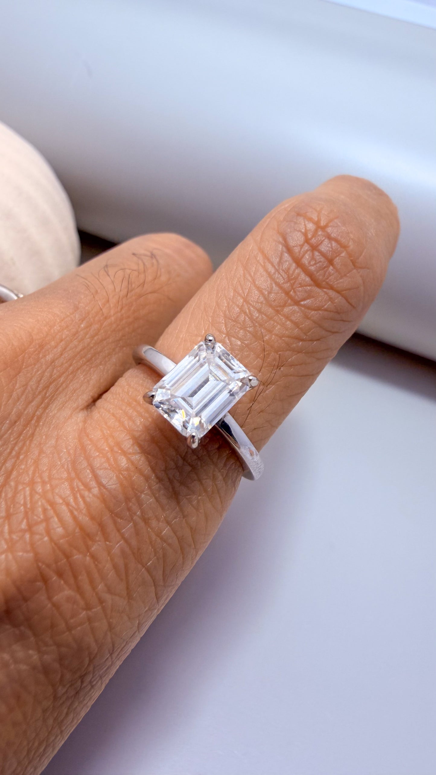 Velani Jewelry Emerald Cut Moissanite Ring - Sterling Silver
