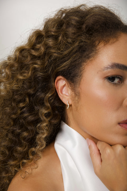 Curva Marquise Half Hoop Earrings - Velani Jewelry