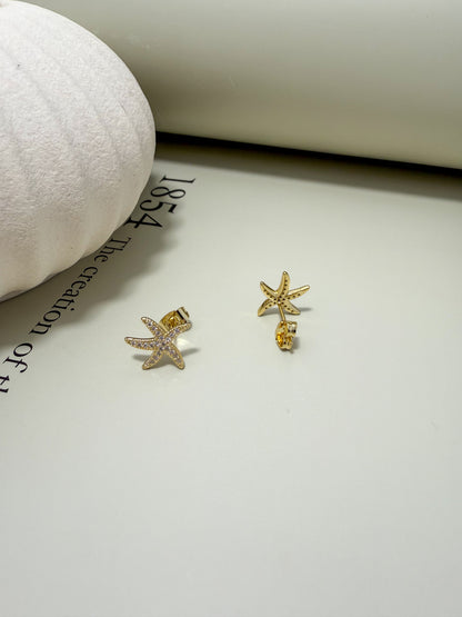 Velani Jewelry Starfish Stud Earrings with Cubic Zirconia