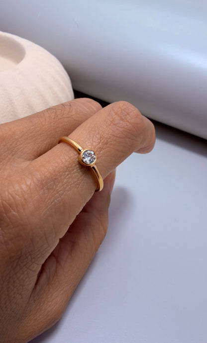 Velani Jewelry 4mm Diamond Bezel Ring - Gold Filled