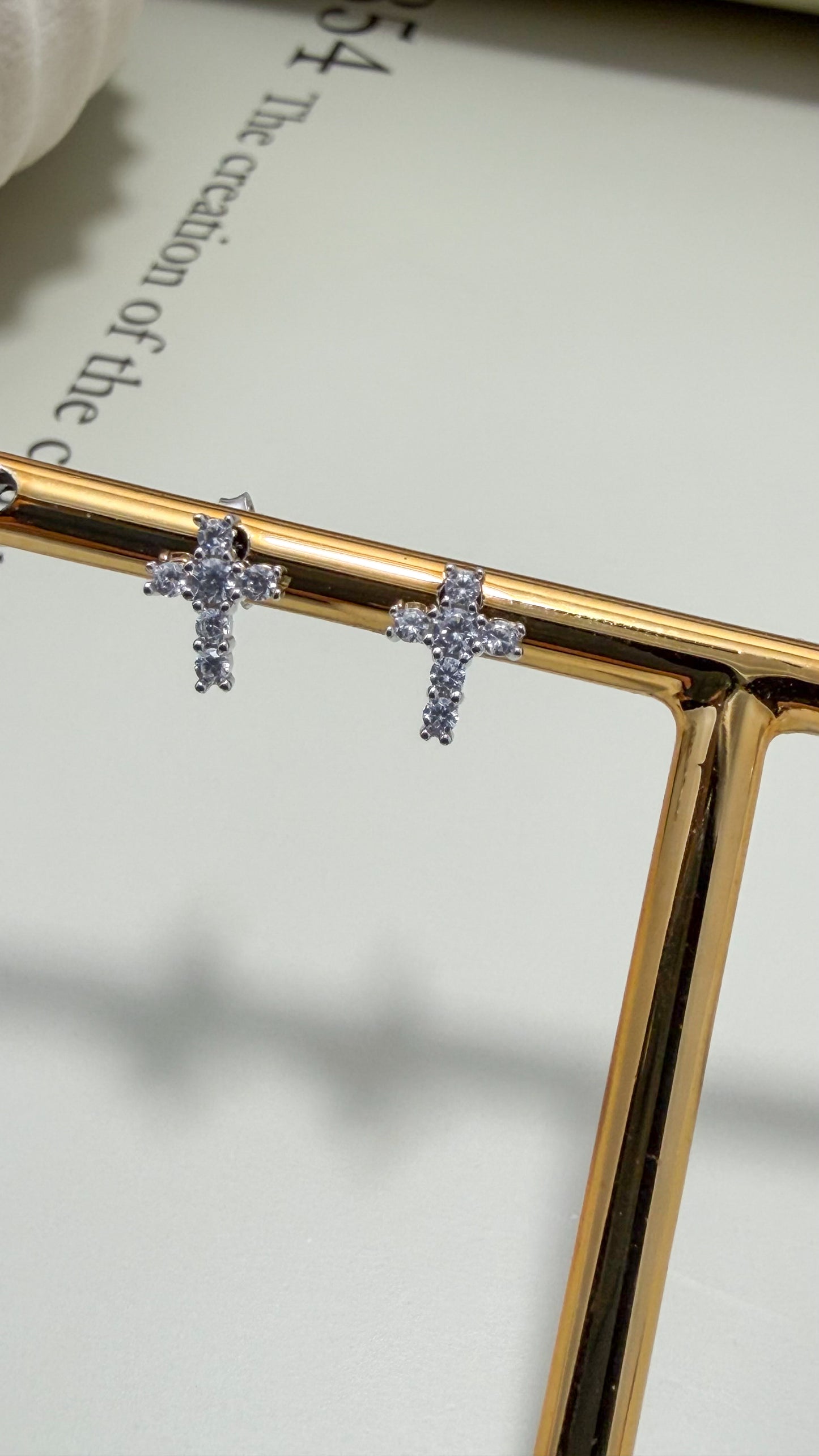 Mini Pavé Cross Studs Sterling Silver - Velani Jewelry