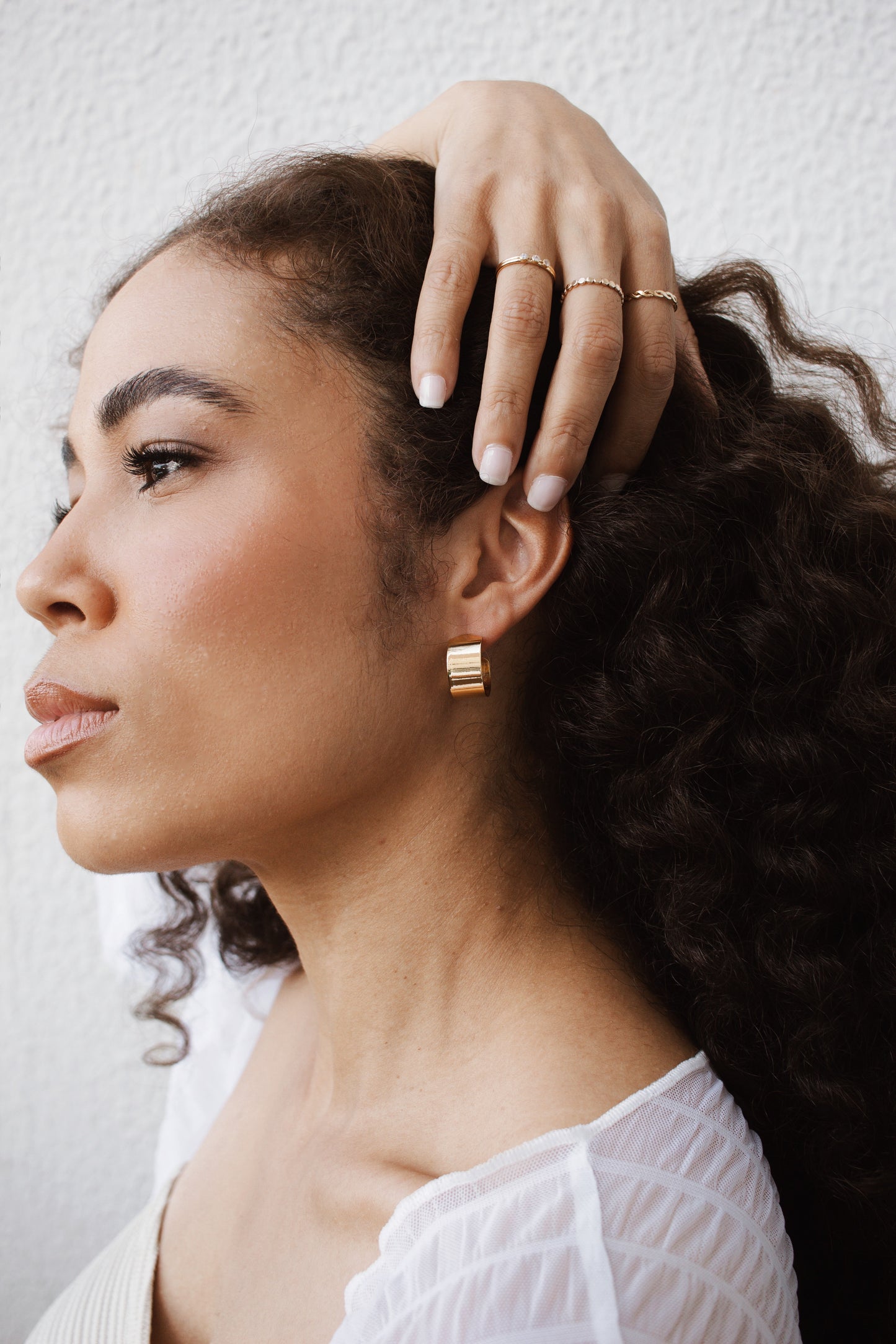 Velani Polished and Textured Rounded Earring