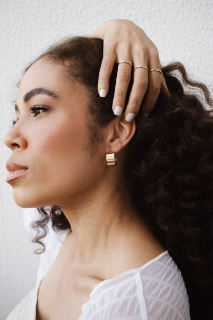 Velani Polished and Textured Rounded Earring