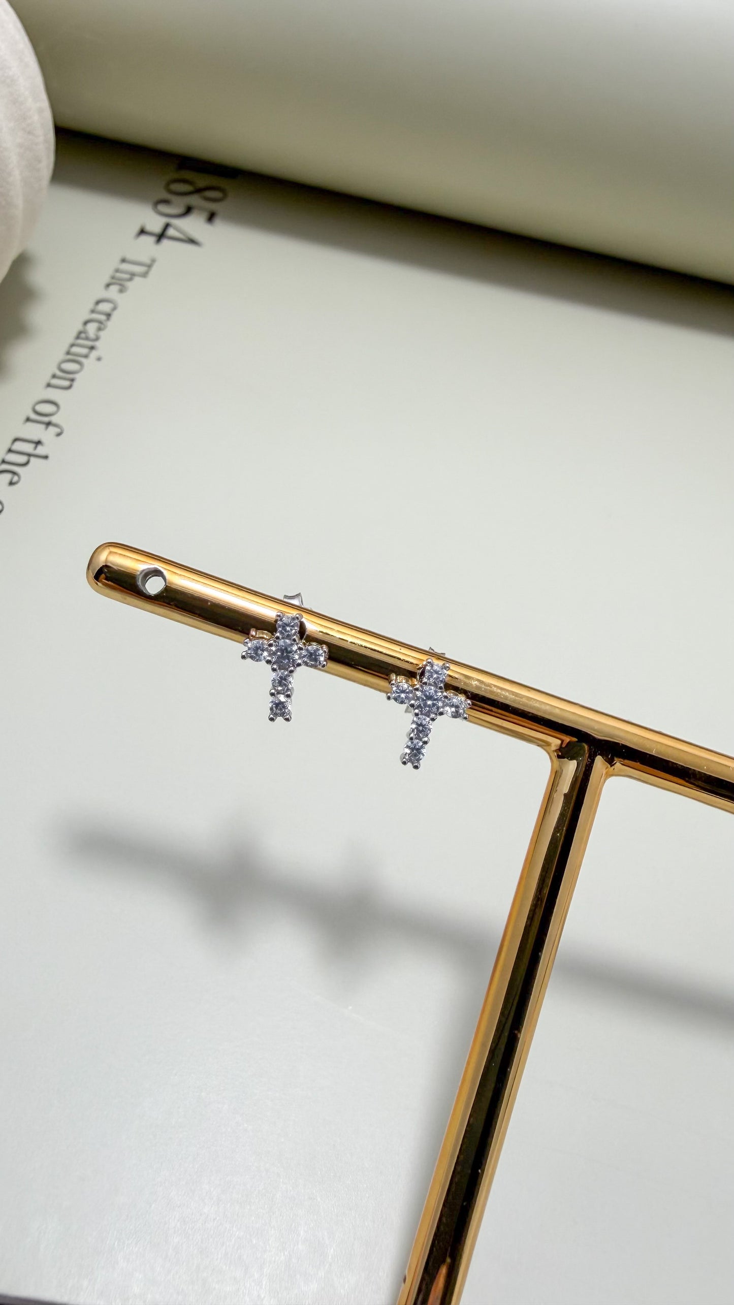 Mini Pavé Cross Studs Sterling Silver - Velani Jewelry