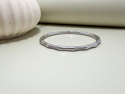 Velani Jewelry Bamboo Bangle Bracelet with CZ