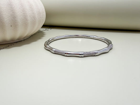 Velani Jewelry Bamboo Bangle Bracelet with CZ