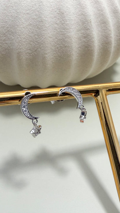 Celestial Moissanite Drop Studs Sterling Silver - Velani Jewelry