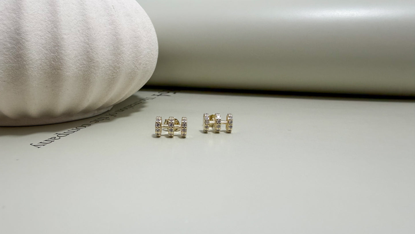 Velani Jewelry Triple-Row Pavé Stud Earrings
