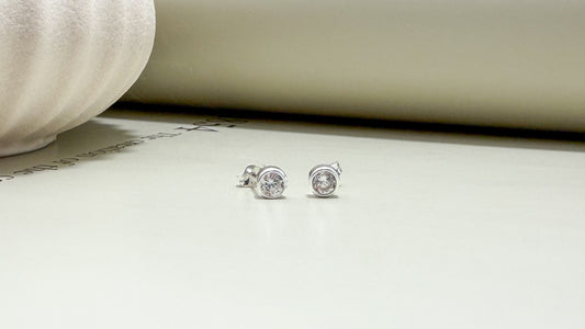 Velani Jewelry Diamond Bezel Studs - Sterling Silver