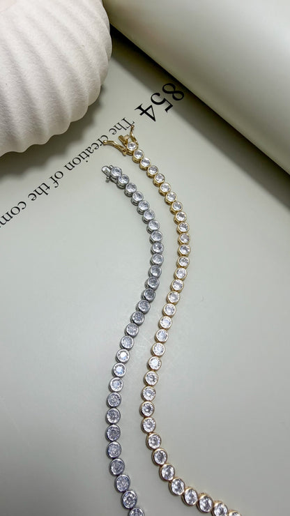 Round Bezel CZ Tennis Bracelet - Velani Jewelry
