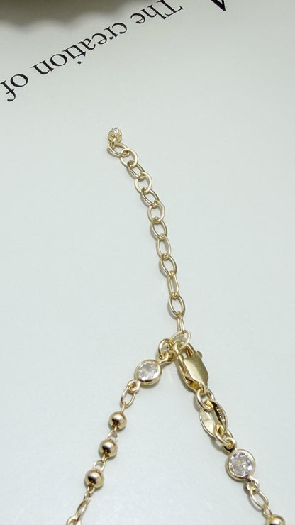 Beaded CZ Station Necklace - Velani Jewelry