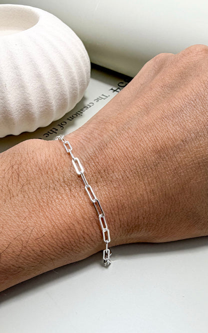 Velani Jewelry Flat Paperclip Bracelet – Sterling Silver