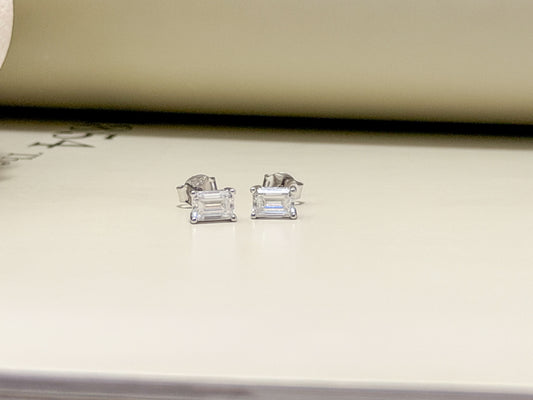 Velani Jewelry Emerald Cut Moissanite Stud Earrings