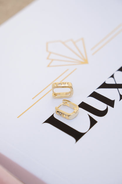 Love Letter CZ Huggie Earrings - Velani Jewelry